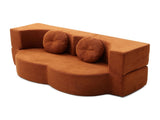 Convertible Folding Sofa Bed / Plush Corduroy Loveseat Couch - Orange V1316-W2353P379629