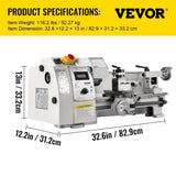 VEVOR Mini Metal Lathe 8x14, Mini Lathe Machine 2250 PRM Variable Speed Change,Precision Mini Lathe V952-JSMNCC8X140000001V3