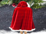 Ladies' elegant hooded cape robe - Long winter coat, long plush fur collar, red V1105-YAPF-01