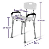EQUIPMED Shower Chair Bath Seat 120kg Capacity, with Arms, Adjustable Height, for Elderly, White V219-HELSBSEQSC6A