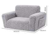 BoPeep Kids Sofa Fold Out Couch 2 In 1 Plush Toddler Lounger for Playroom Grey KD1201-GY-AU