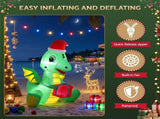 Jingle Jollys Christmas Inflatable Dragon 1.8M Height LED Outdoor Decorations Illuminated XMAS-INF-GRAGON-6FT