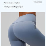 Winter Fitness Bundle - Blue XL size Women's High Waist 3/4 Yoga Leggings with Peach Hip Lift and V888-ELOSUNG53743