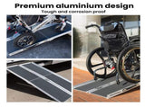 EQUIPMED 152cm Portable Folding Aluminium Access Ramp, 272kg Rated, for Wheelchair, Mobility V219-HELRMPEQ15SA