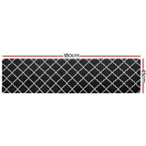 Non-Slip PVC Kitchen Floor Runner 45 x 180 cm, Waterproof Rug, Black Moroccan Trellis V1188-MS-617-020
