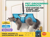 Suspended Pet Grooming Hammock with Adjustable Hanging Straps and Bonus Grooming Kit Breathable V1341-ZY-MD43WZ4M-BLUE
