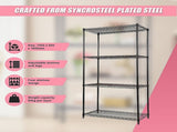 Modular Wire Storage 90x45cm Steel Shelving Black With Fixed Legs For Garage Warehouse Or Kitchen V63-841431