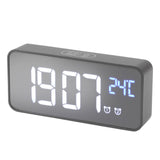 LED Mirror Digital Alarm Clock Large Screen Intelligent Brightness Adjust Snooze Function Power Off V1294-YM0703-3113230031511