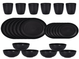 Stylish Black Wheat Straw Dinnerware Set - 24 Pieces Including Plates, Bowls & Cups V888-ELOSUNG28122