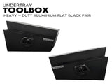 600mm Pair of Under Tray Tool Box Aluminium Undertray Underbody Toolbox Black V379-UTABLCK600
