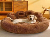 Cute Round Calming Dog Bed of Paw Shape, Pet Plush Dog Bed for Medium Small Breed Dog, Soft, Comfy V1366-AZ2-W-27330
