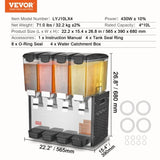 VEVOR Commercial Beverage Dispenser 10L x 4 Tanks Cold Juice Ice Drink Dispenser V952-SYYLJJBSJXS1VGEIJV3