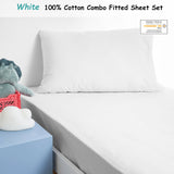 Minikins Junior Cotton Combo Fitted Sheet Set White King Single V442-SIM-FITTEDSS-SOLID-WHITE-KS