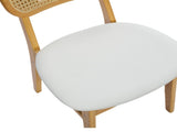 Rattan Back Dining Chairs Set of 2, White Faux Leather V1127-AU-DC03-BGE