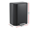 Cefito Kitchen Trash Can 40L Pedal Bins Rubbish Bin Steel with Soft Close Lid, Removable Inner RB-40L-1C-BK