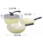 SOGA Ceramic Stone Coated Yellow 4pcs Pot & Pan Set - Cookware Induction Non Stick STONECOATEDPOTSETYELLOW