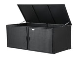 Gardeon Outdoor Storage Cabinet Box Deck Wicker Shelf Chest Garden Shed Tools Black OSC-CABI-RAT-2L-BK