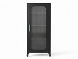Artiss Buffet Cabinet Sideboard Slim Fluted Kitchen Storage Trolley Wheels Black AI-B-SID40-4T-BK