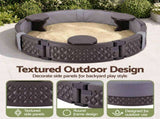 Kids Outdoor Sandpit Toys Sandbox 121cm Round Brown 3 Seats Cover Liner SAND-PE-CCL-BR