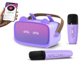 Mini Karaoke Machine - Portable MP3 Player with 2 Wireless Mics Toys & Gifts Purple V1263-JX-6967-1