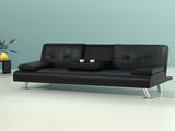 Artiss Sofa Bed Lounge Convertible Leather Couch Bed 3 Seater Cupholder Recliner SBED-R1C-BK