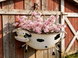 Cow Shaped Wall Planter,Whimsical Metal Hanging Flower Pot for Garden Fence Balcony Patio V1369-AZ3-W-14643