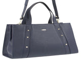 Morrissey Italian Womens Structured Leather Bag Tote Handbag Messenger - Navy V563-MO3161-NAVY