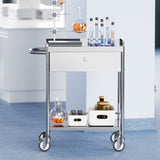 VEVOR Medical Cart, 2 Layer stainless Steel Cart100 kg Weight Capacity Utility Cart Silent Wheels V952-SYSSTCSB20124D3E4V0