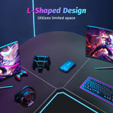 L Shaped Computer Desk Round Corner Gaming Desk PC Laptop Workstation Reversible Wood Table With V985-ROUNDCORNERGAMINGDESK