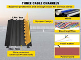 Rubber Cable Guard, 3-Channel, 2 x 2.3 in - Durable Cord Protection Ramp for Driveways, 6600 lbs V952-GXB900X580X75-3PCV0