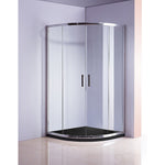 100 x 100cm Chrome Rounded Sliding 6mm Curved Shower Screen with Black Base V63-830211