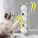 Interactive Cat Toy Caterpillar with Motion Sensor, Self-Play Feather Chaser with Suction Cup, V1341-ZY-NXMQNXM9-WHITE