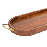 Handcrafted Mango Wood Oval Tray W Handles 17cm V637-59085TRA