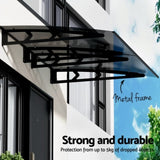 Instahut Window Door Awning Canopy 1mx2m Grey Solid Sheet Metal Frame AWN-B-1X2-SLD-METAL-GR
