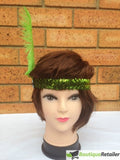 6x 1920s FLAPPER HEADBAND Headpiece Feather Sequin Charleston Costume Party BULK - Green V563-BR-6FLAPPERHDBND-GRN