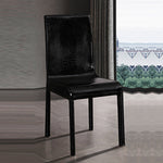 2x Steel Frame Black Leatherette Medium High Backrest Dining Chairs with Wooden legs V43-DC-ESPR-BL