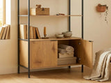 CARLA HOME Bookcase with Cabinet - 3 - Tier Display Shelf - Brown - Storage Cabinet V178-36469