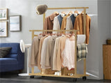 Double Rail Heavy Strong Rolling Clothes Rack with Trousers Rack & Bottom Shelf V767-JJ-ZY643