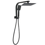 Matt Black 8" SUS Shower Head 3 Modes Handheld Gooseneck Arm Square 2in1 Set V1233-A702BHS002M4CBKSS108B