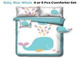 Ramesses Baby Blue Whale Kids Advventure 5 Pcs Comforter Set Double V442-KIT-COMFORTER-WHALE-BABYBLUE-DS