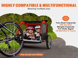 Bike Trailer for Toddlers, Kids, Double Seat, 45 kg Load, 2-In-1 Canopy Carrier Converts to V952-LYS2GHJG820IRLD5RV0