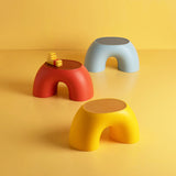 Red Minimalist Round Shape Footstool - Durable Anti-slip Rainbow Stool for Home, Creative Design V888-ELOSUNG17764