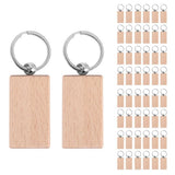 50 Blank Wooden Keychain Rectangular Engraving Key ID Can Be Engraved DIY V1192-AZ-W-22852