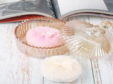 3 Pcs Large Body Powder Puff and Container, 5.3" Glass Crystal Body Container with 3.5" Soft V1188-CYX-J02-1902