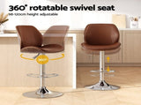 Artiss 4X Bar Stools Bentwood Adjustable Kitchen Counter Chair Leather Brown BA-TW-1209-BRX4
