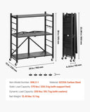 VEVOR 3-Tier Foldable Storage Shelf with Wheels 76 x 33 x 91 cm Metal Shelving V952-YDKZDHJHS3C1P6WN0001V0
