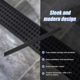 1000mm Bathroom Shower Black Grate Drain w/Centre outlet Floor Waste Square Pattern V63-832931