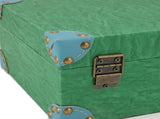 Wood Leather Treasure Chest Square Handmade Vintage Jewelry Keepsake Storage Box with Lock for Combs V1294-YM0901-3117250008512