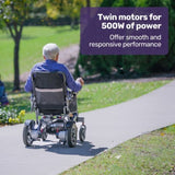EQUIPMED Power Electric Wheelchair, Long Range, Airline Approved, Folding, Aluminium Frame, Lithium V219-HELWLCEQPKB6A