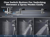 Cefito High-Pressure Rain Shower Head with Handheld, Gear-Lock Anti-Sag Arm for Family Spa, 12" SHOWER-B2-SQRO-10-SI